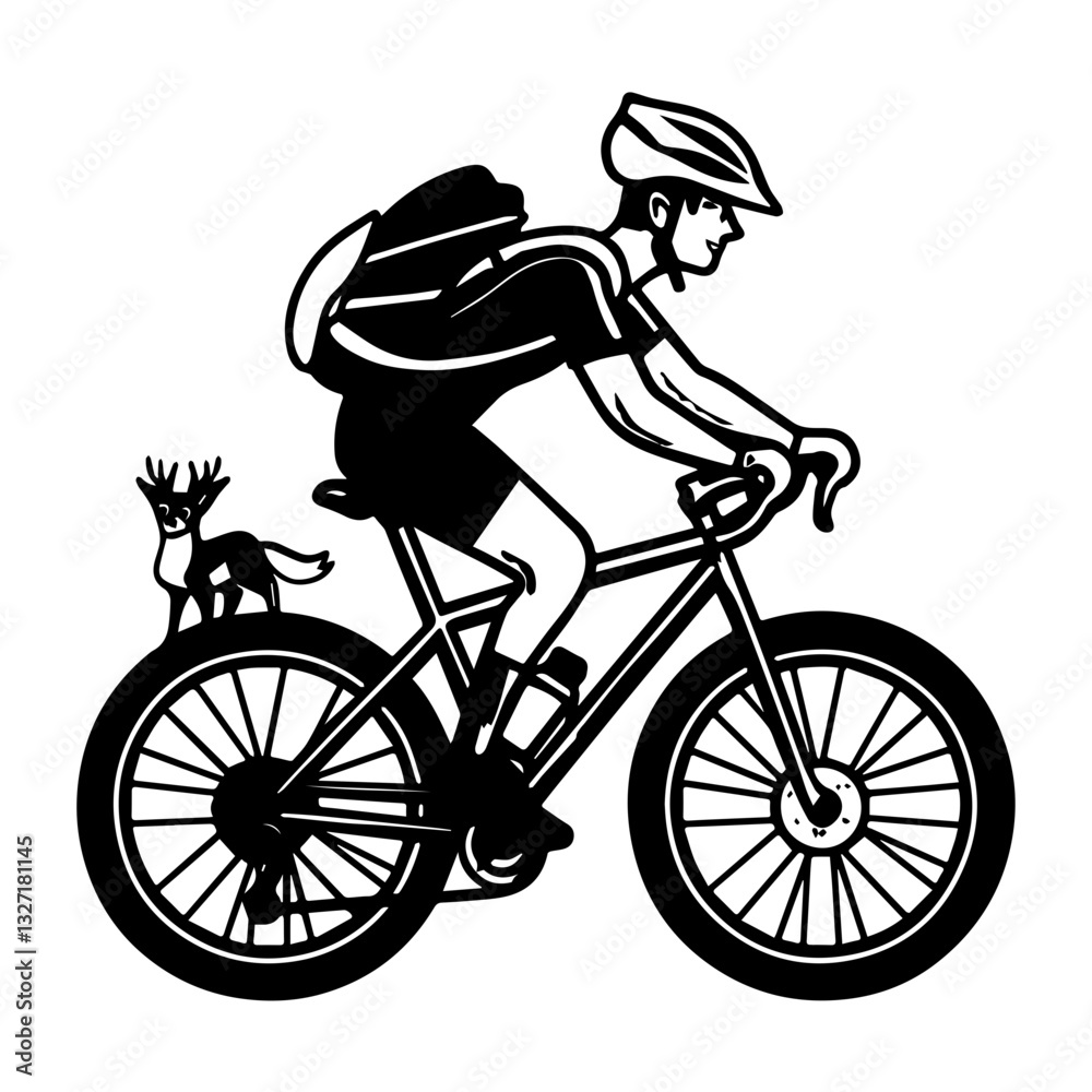 Naklejka premium man riding a bike