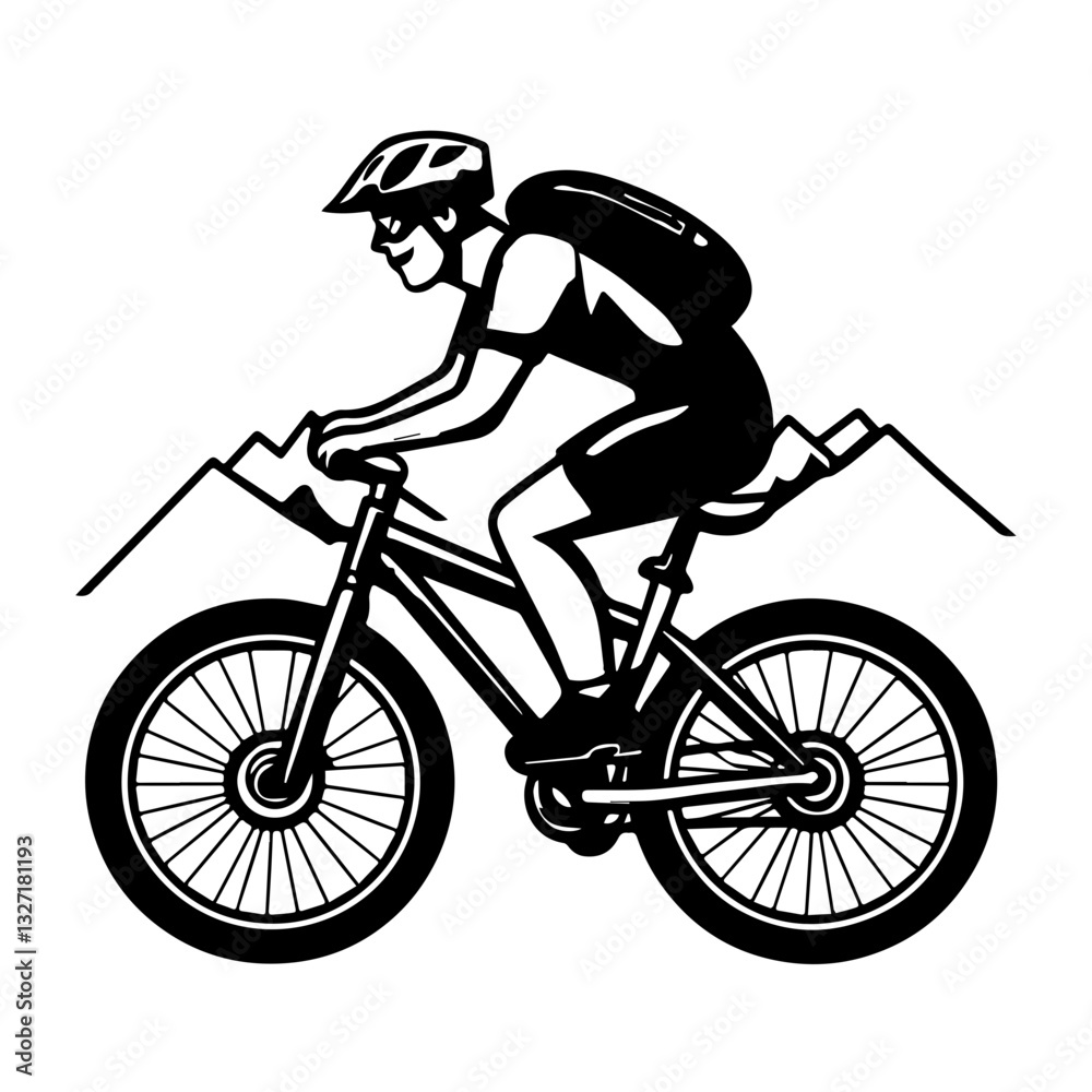 Naklejka premium man riding a bike