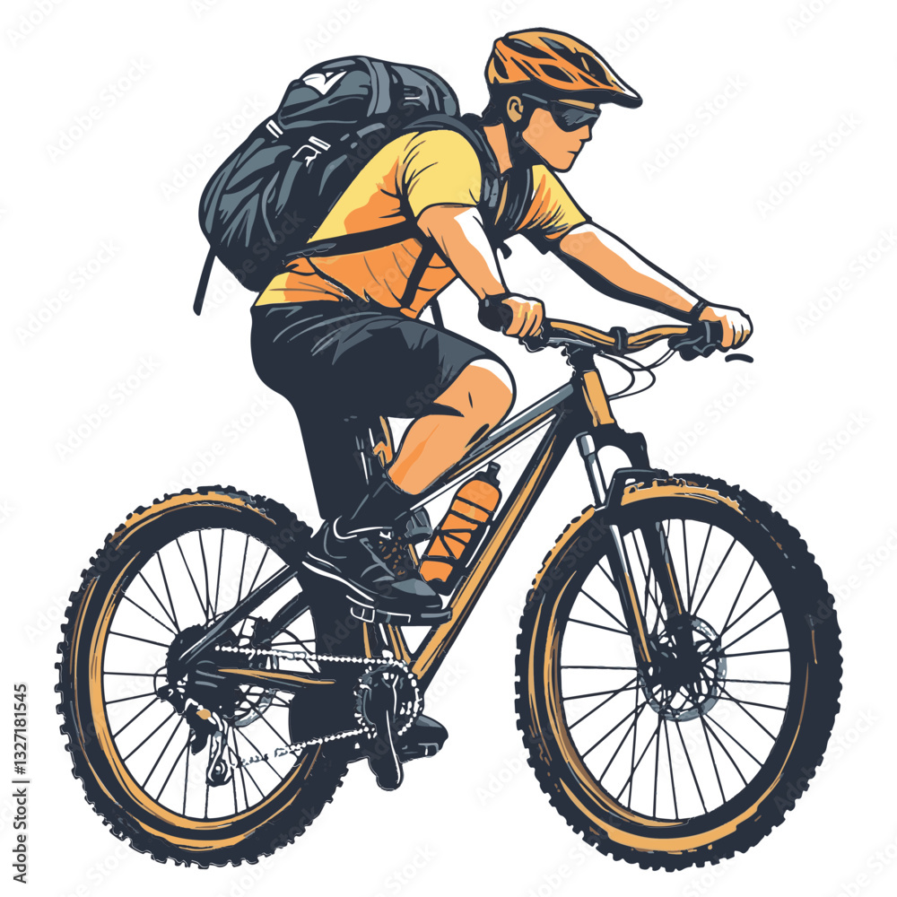 Fototapeta premium man riding a bike