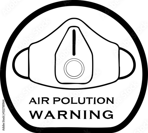 Air pollution warning sign featuring a mask symbol.