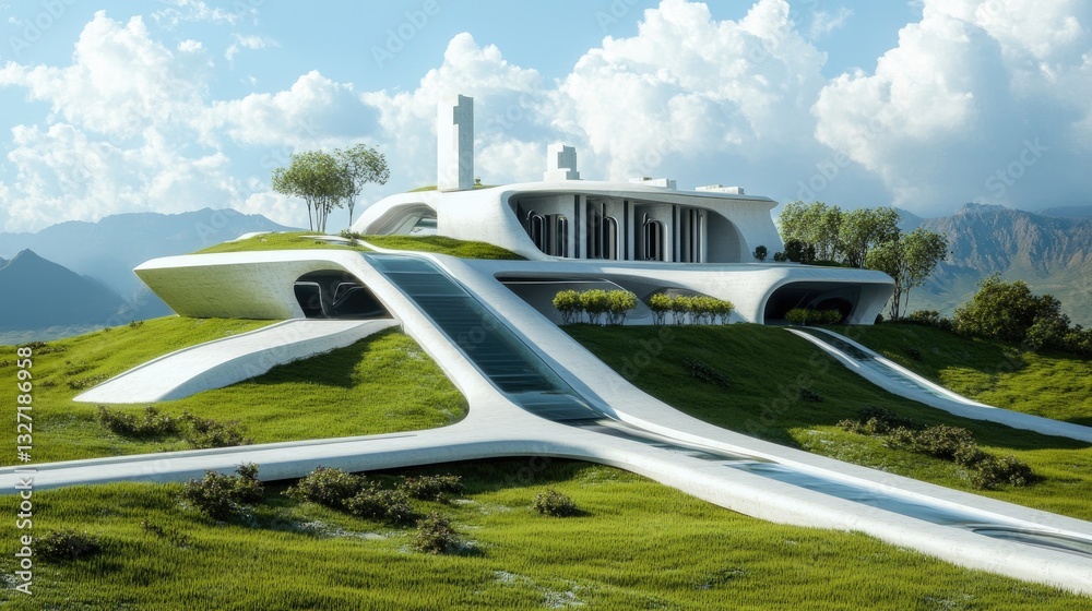 Fototapeta premium A futuristic home with a greywater recycling system for optimized water use.