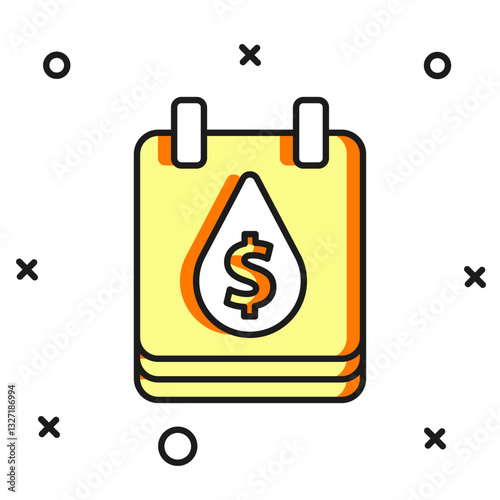 Filled outline Oil drop with dollar symbol icon isolated on white background. Oil price. Oil and petroleum industry. Flat filled outline style with shadow. Vector