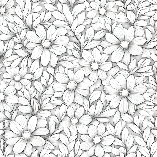 Wallpaper Mural Floral pattern tropical sophisticated concept. Floral pattern with intricate line art of flowers and leaves. Torontodigital.ca