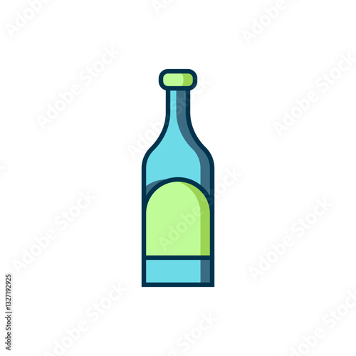 Filled outline Bottle of wine icon isolated on white background. Flat filled outline style with shadow. Vector