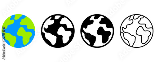Planet earth or world globe with oceans and water flat vector color icon for apps and websites