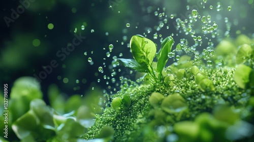 green leaf with water drops