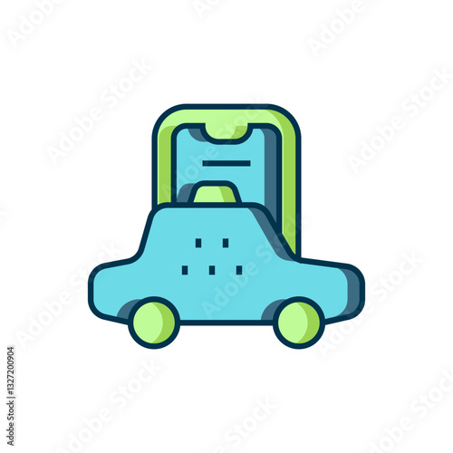 Filled outline Taxi mobile app icon isolated on white background. Mobile application taxi. Flat filled outline style with shadow. Vector
