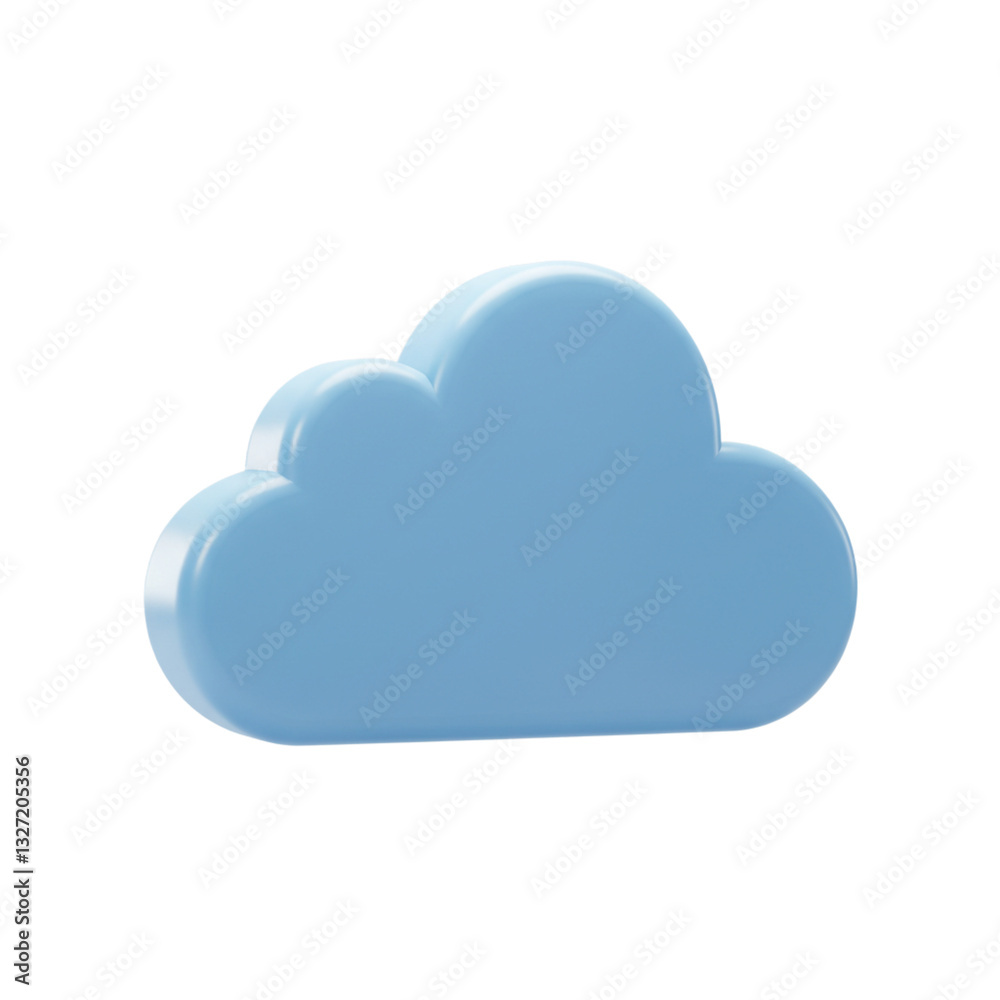 3D Cloud Storage Icon: A smooth, floating, blue cloud icon with a subtle glow, symbolizing cloud storage or computing 3D Cloud Storage Icon: A smooth, floating, blue cloud icon with a subtle glow, symbolizing cloud storage or computing