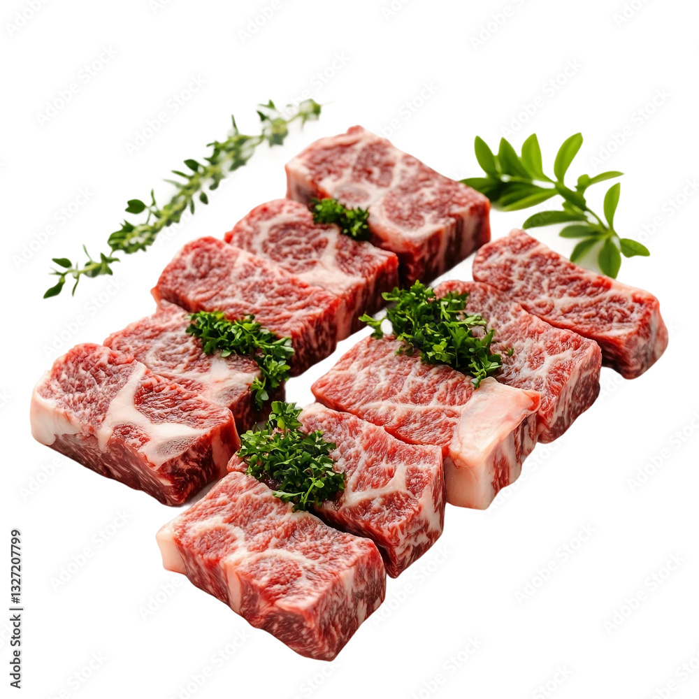 Set of raw Japanese wagyu beef steak sliced, isolated Set of raw Japanese wagyu beef steak sliced, isolated