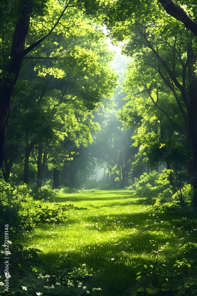 The fresh forest in the morning mist The fresh forest in the morning mist
