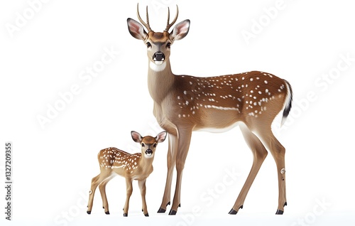 Wallpaper Mural Realistic Full Figure of a Deer and Fawn on White Background Torontodigital.ca