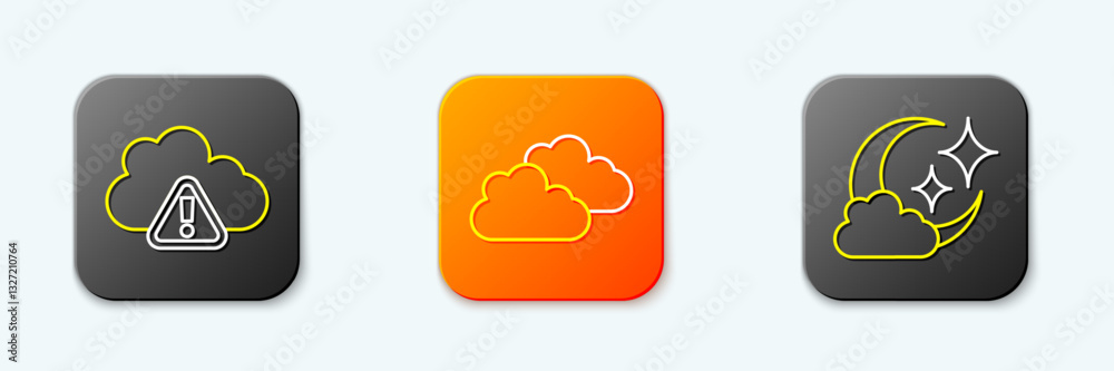 Set line Storm warning, Cloud and with moon icon. Vector Set line Storm warning, Cloud and with moon icon. Vector