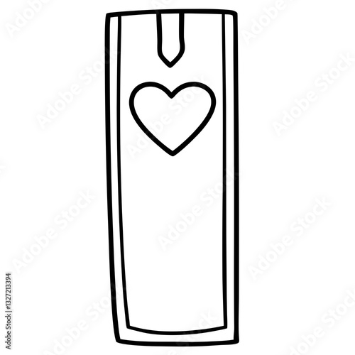 Simple Line Art Bookmark with Heart Top