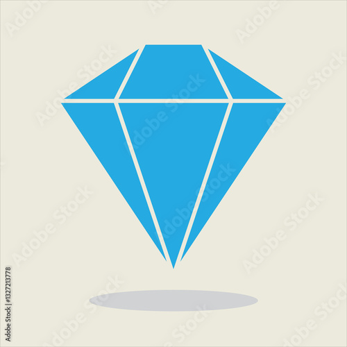 Blue Geometric Diamond Shape on Neutral Background Representing Value and Elegance