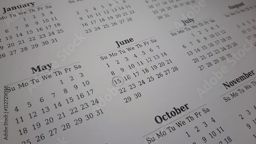 marking the june 15 date on the calendar