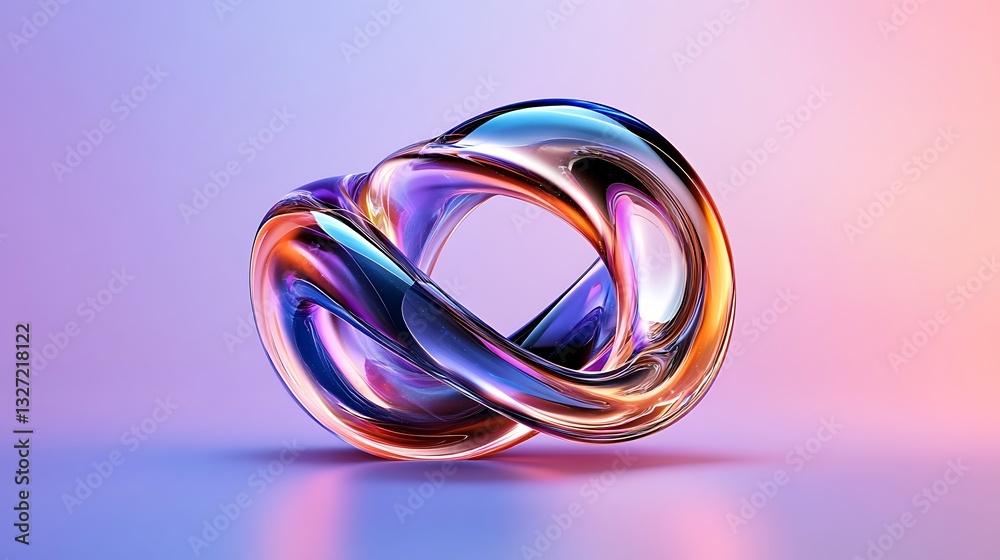 Intertwined Metallic Forms: A Vibrant 3D Render AI Generated