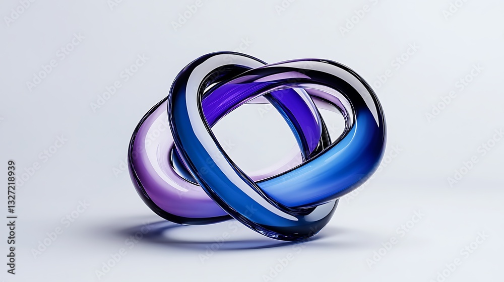 Fototapeta premium Interlocking Glass Forms: A 3D Render of Abstract Sculpture AI Generated