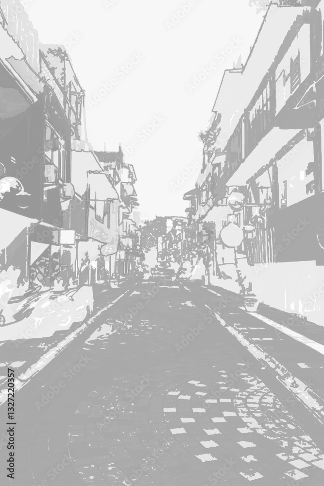 Fototapeta premium street in the city with black and white background