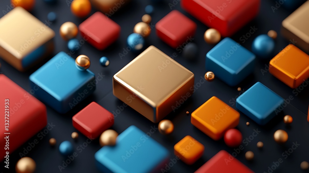 Vibrant 3D Render of Interlocking Cubes and Spheres AI Generated Vibrant 3D Render of Interlocking Cubes and Spheres AI Generated