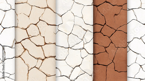 Arid Earth Patterns:  Showcasing various earthen tones with a network of textured cracks, it provides a striking display of aridity