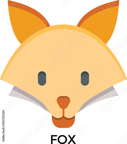 Fox with fluffy tail icon flat