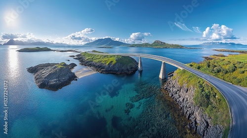 Scenic Coastal Bridge, Summer Sun, Island View, Travel