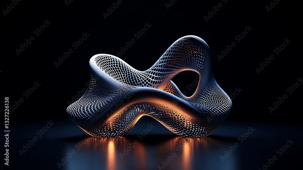 Abstract 3D Render: Glowing Metal Sculpture in Dark Setting AI Generated Abstract 3D Render: Glowing Metal Sculpture in Dark Setting AI Generated