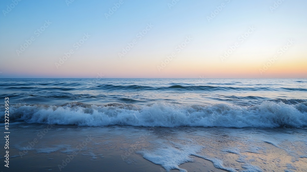 Obraz premium Serene Ocean Waves at Sunset with Calm Waters and Beautiful Sky Colors : Generative AI