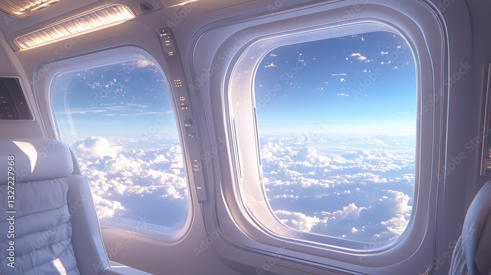 A view from an airplane window showing the sky and clouds at cruising altitude, symbolizing travel and freedom. A view from an airplane window showing the sky and clouds at cruising altitude, symbolizing travel and freedom.