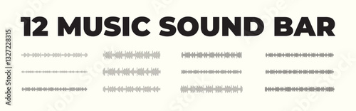 Vector Set of 12 Abstract Music Sound Waves – A creative collection of sound wave designs in different styles, ideal for music production visuals, podcast covers, DJ event posters, and technology-them