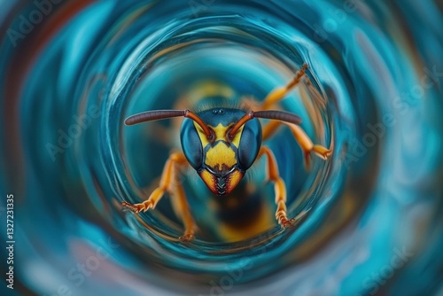 Wasp trapped inside electric insect zapper in close up view Generative AI