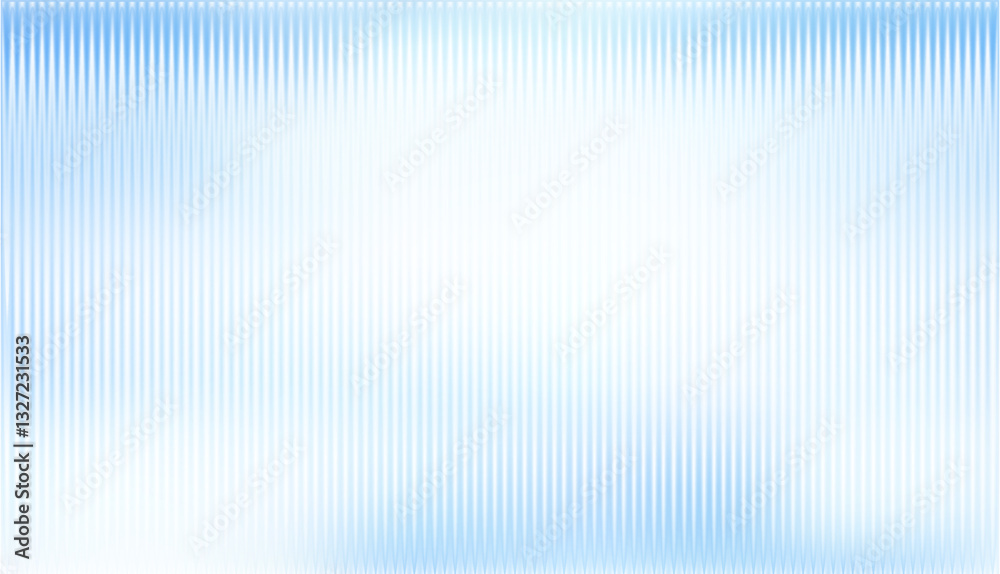 Vector ribbed glass texture background. Light Blue white ribbed glass. Natural color. Mesh gradient. acrylic ribbed bath surface. Reeded glass background semitransparent overlay. Bath wall window