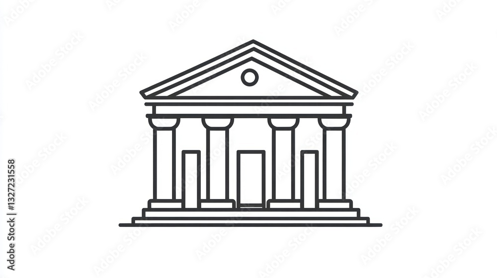 Fototapeta premium Classical building, columns, white background, architecture, design