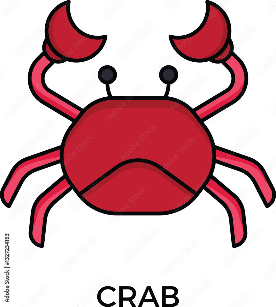 Crab or crustacean flatline colour icon Crab or crustacean flatline colour icon