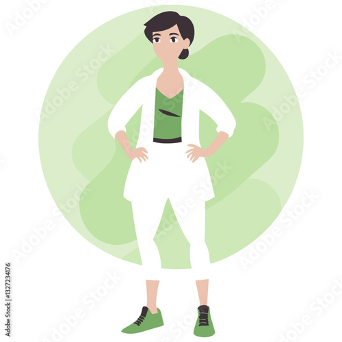 Drawn figure of a girl. Girl drawn in minimalist style. Vector illustration