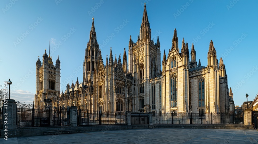 Majestic gothic architecture of historic cathedral london urban landscape evening light captivating view