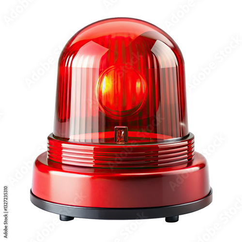 A bright red emergency light emits a flashing signal while rotating typically used for alerts or warnings in various response scenarios at night