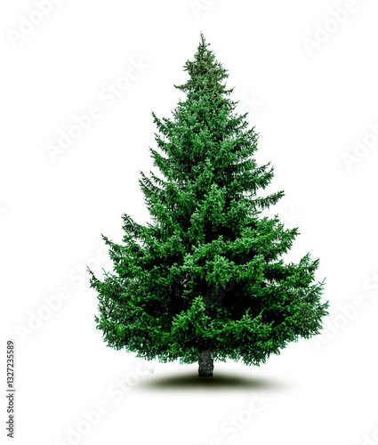 Immergrüner tannenbaum freigestellt auf weissem Hintergrund