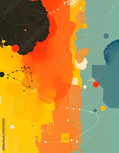 Abstract  hand painted  background, graphic novel art. White tone