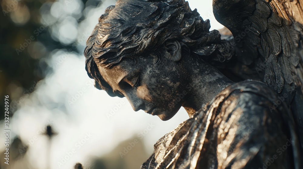 Fototapeta premium Serene Angel Statue in a Cemetery