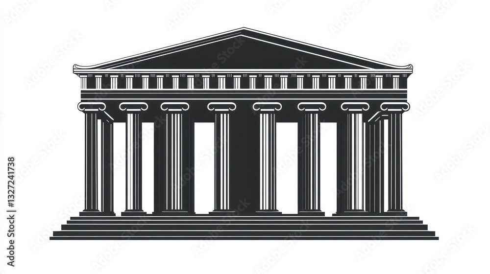 Obraz premium Greek temple architecture, columns, white background, design element