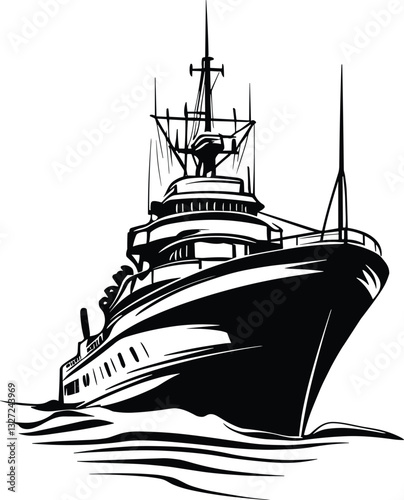 Cruise ship silhouette vector, Boat silhouettE