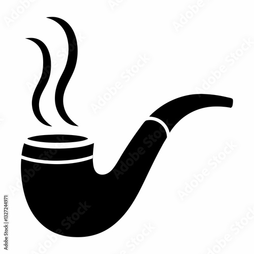 Minimalist Smoking Pipe silhouette Vector Design.