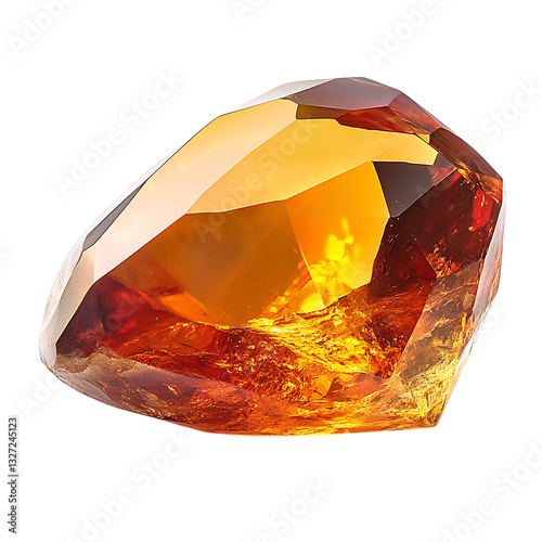 Photos Close Up of a Yellow Topaz Stone Reflecting War Isolated on Transparent Backgrou