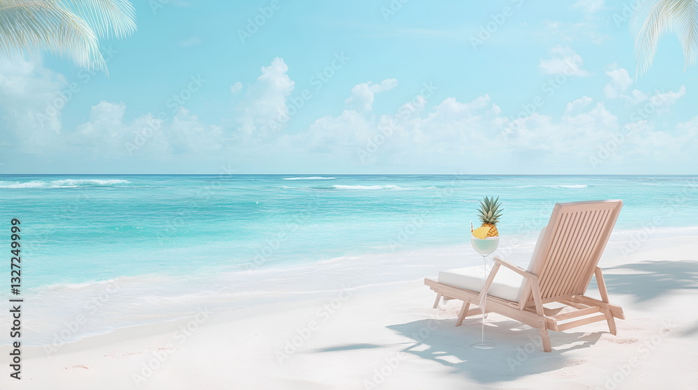 Tropical Paradise: Lounge Chair with Refreshing Cocktail Tropical Paradise: Lounge Chair with Refreshing Cocktail
