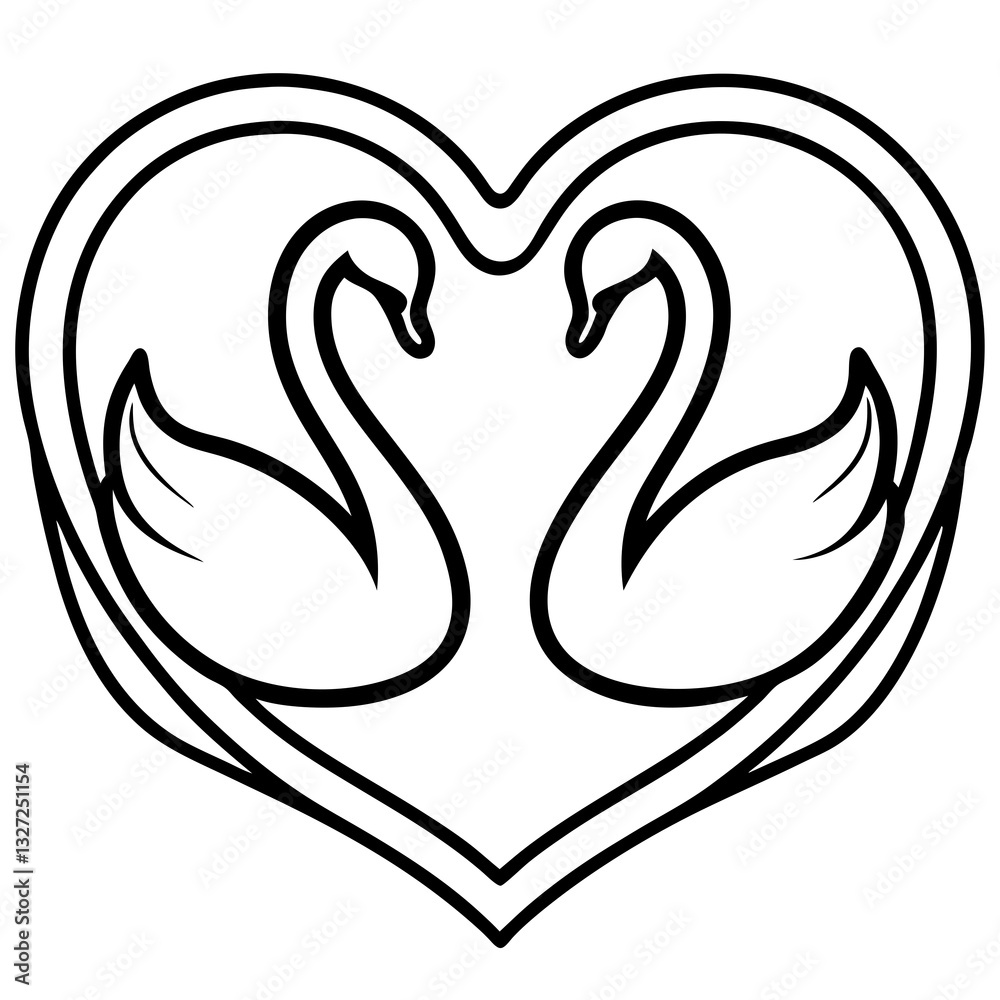Obraz premium Swans in Love on Water - Abstract Line Art