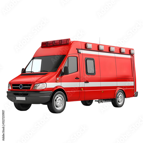 Red Emergency Ambulance Van Ready for Action