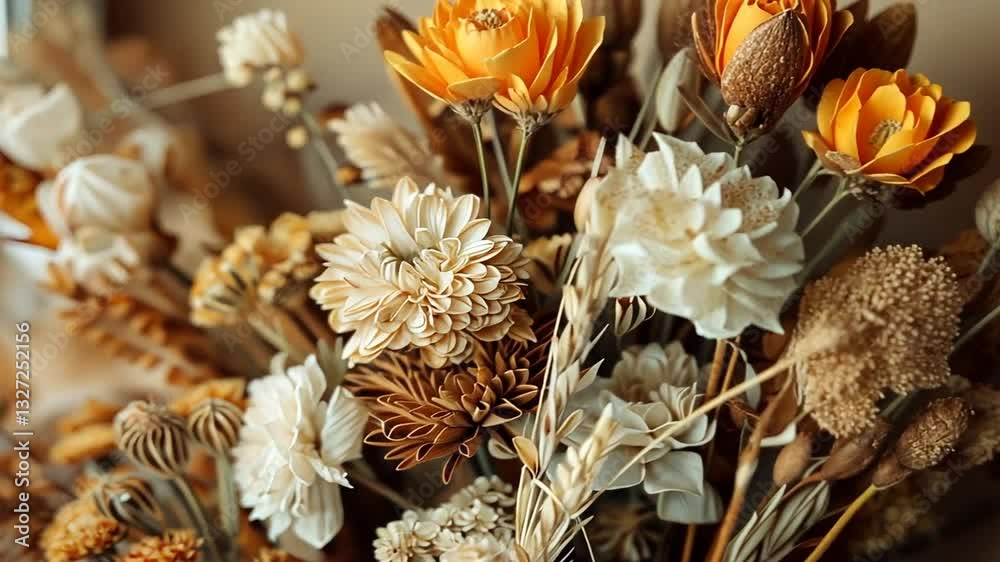 Detailaufnahme von getrockneten Hochzeitsblumen