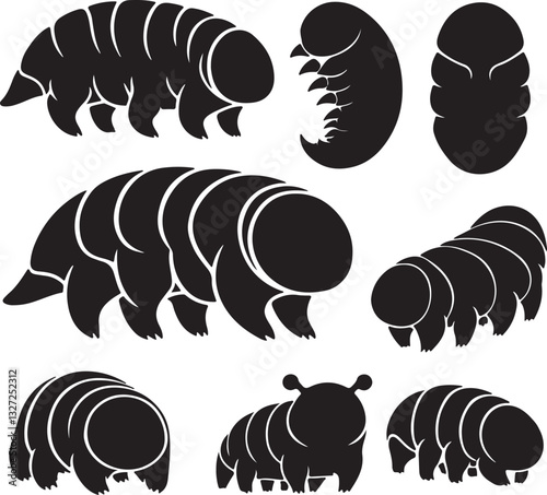 set of tardigrades silhouette design vector art illustration