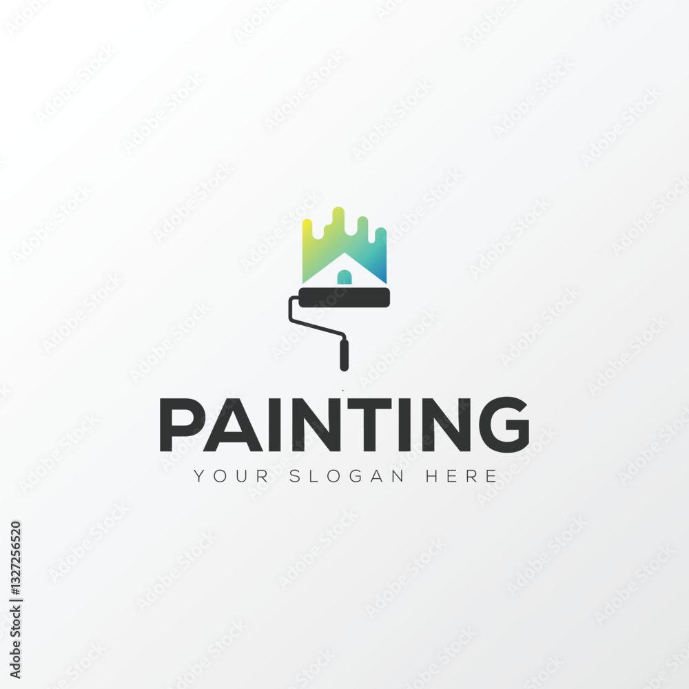 Fototapeta premium Paint logo, painting design, paint brush icon design with colorful elegant vector template